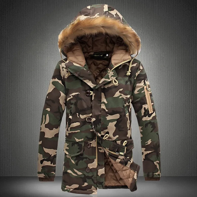 Новая зимняя мужская камуфляжная Повседневная Толстая теплая куртка, Мужская парка, пальто, Мужская модная парка с капюшоном, M-4XL размера плюс