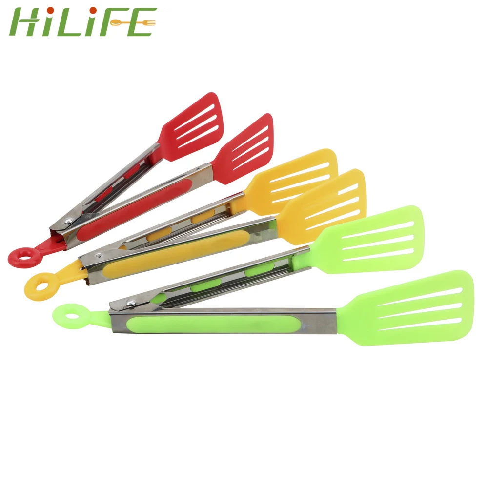 

HILIFE Salad Serving BBQ Tongs Non-Stick Kitchen Tongs Silicone Pizza Bread Steak Clip Stainless Steel Handle Utensil