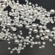 2000 pcs Mixed 3-8 milímetros Half Round Acrílico Pérola de Imitação Flatback Sem Buracos Contas para Fazer Jóias DIY ofício Recados Decoração