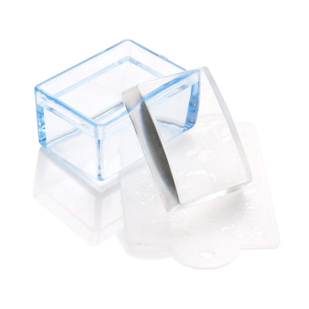 

Clear Professional Silicone Nail Stamper DIY Portable Manicure Tool Salon Home Art Print Rectangle Scraper Template