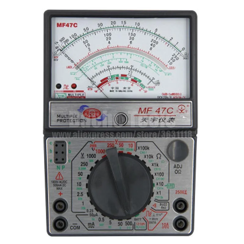 MF47C тестер напряжения тока сопротивление аналоговый дисплей мультиметр DC/AC