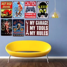 Hot Rod жестяные вывески «Garage» Правила инструмента моторное масло металлическая пластина гаражная Стена бар Домашний Арт Декор винтажный Железный плакат Куадрос A-3030