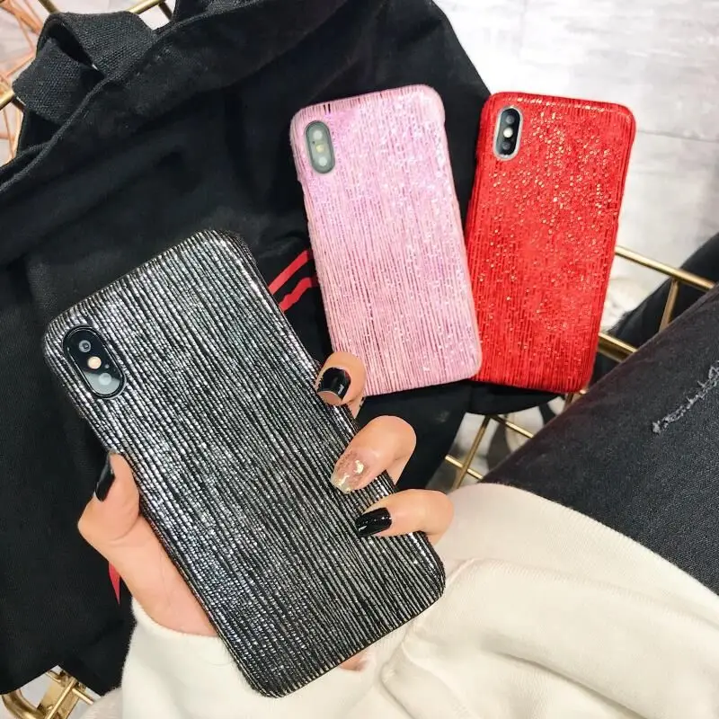 

Fashion Microfiber meteor shower brushed stripe phone case for iphone iphone 8 8plus case for iphone 6 7plus X hard phone cover