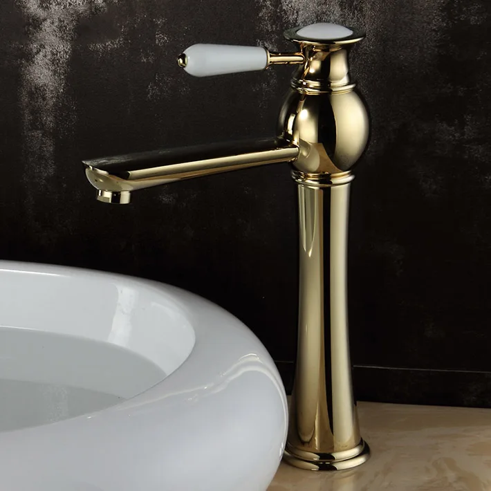 

Solid Brass Gold Plated Basin Mixer Water Tap Single Hole Bathroom Faucet Gold Faucet torneira para banheiro