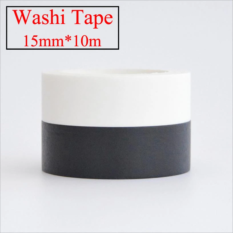 

1pcs 15mm*10m DIY Kawaii Washi Tapes Scrapbooking Tools Solid Color white black Paper decor Masking Tape Photographic tape 02492