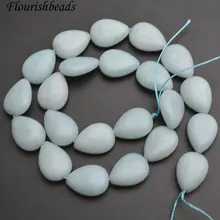 Натуральный Однотонная одежда гладкой Амазонит плоским падения грушевидную Форма камень Loose бусы расходных материалов для изготовления ювелирных изделий