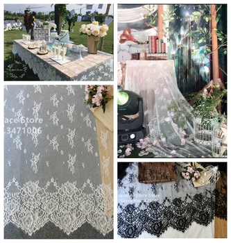 

3 meters/lot 1.5 meters wide black and white Eyelash lace fabric DIY Wedding dress trim Home tablecloth wedding decoration cloth