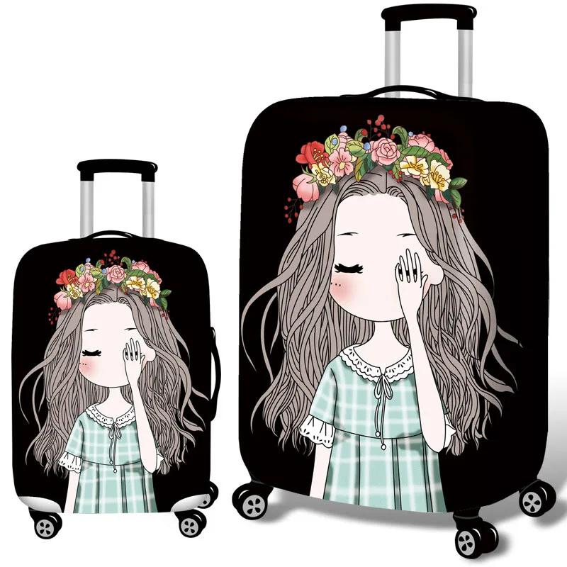 

Cute Cartoon Beautiful Girls Printed Women Travel Bag Cover Dust-proof Suitcase Protective Cover Elastic Rain Luggage Case Bags
