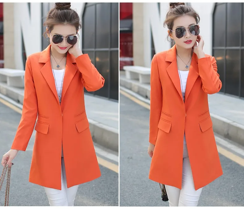 Женский пиджак и куртки средней длины, однобортные однотонные женские куртки и пальто, весеннее тонкое пальто с длинными рукавами GQ1568