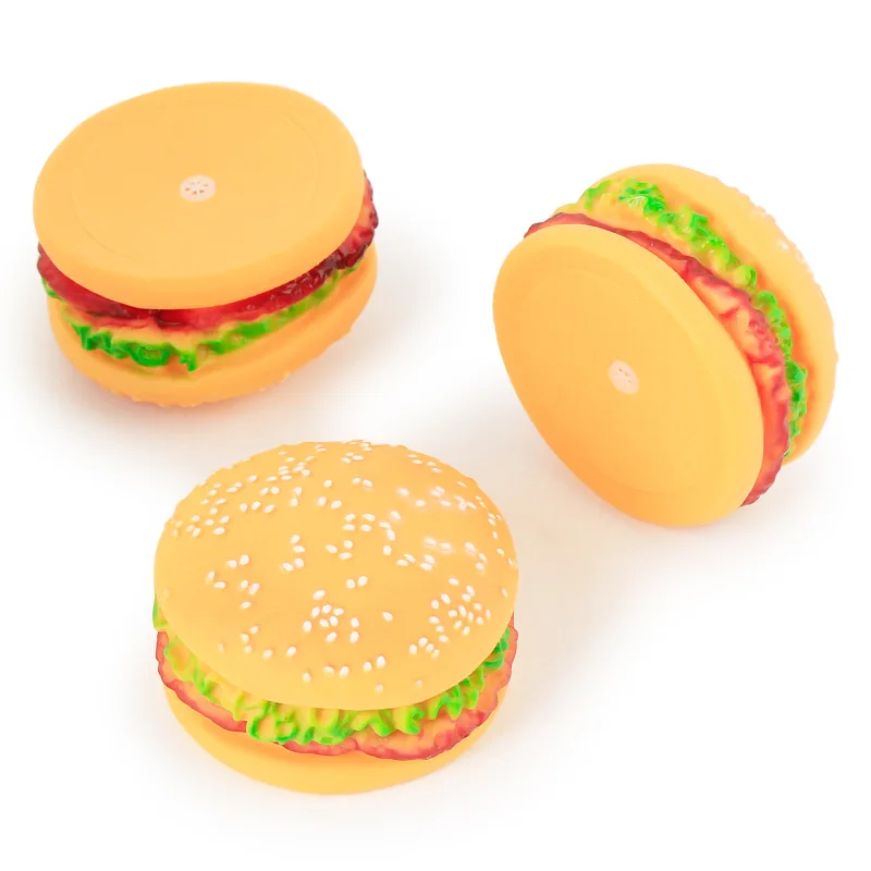 Популярные забавные пищалки резиновые игрушки Pet товары для собак Burger игрушечная еда класс Силиконовые Обучение, игры жевание щенков кошка