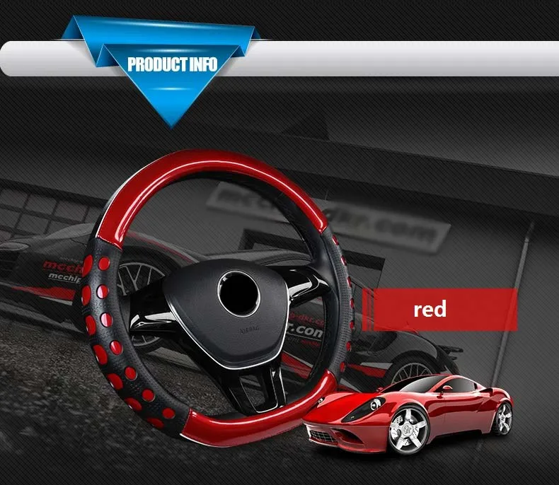 D форма Чехол рулевого колеса автомобиля четыре сезона массаж рулевого колеса концентраторы яркая кожа для Kia Sportage Optima K5 для Nissan - Название цвета: Красный