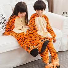 Мальчиков пижама для девочек Дети Унисекс Пижама тигр малыш мультфильм животных Косплэй Пижама Onesie пижамы Толстовка