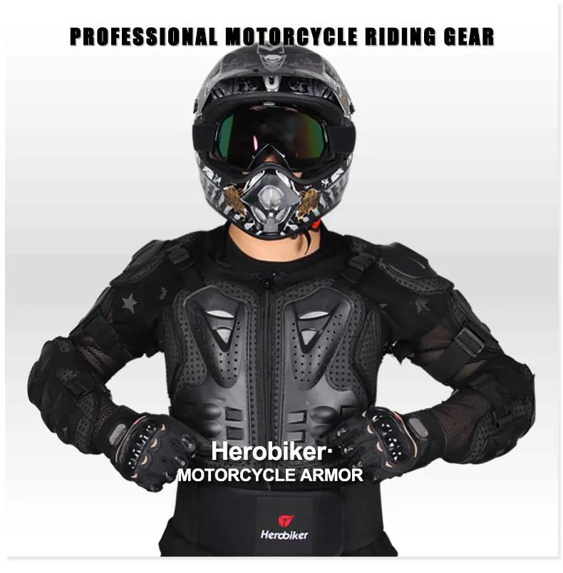 HEROBIKER, 4 шт., мотоциклетная куртка, гоночная куртка для мотокросса+ короткие штаны+ мотоциклетные наколенники+ мото перчатки