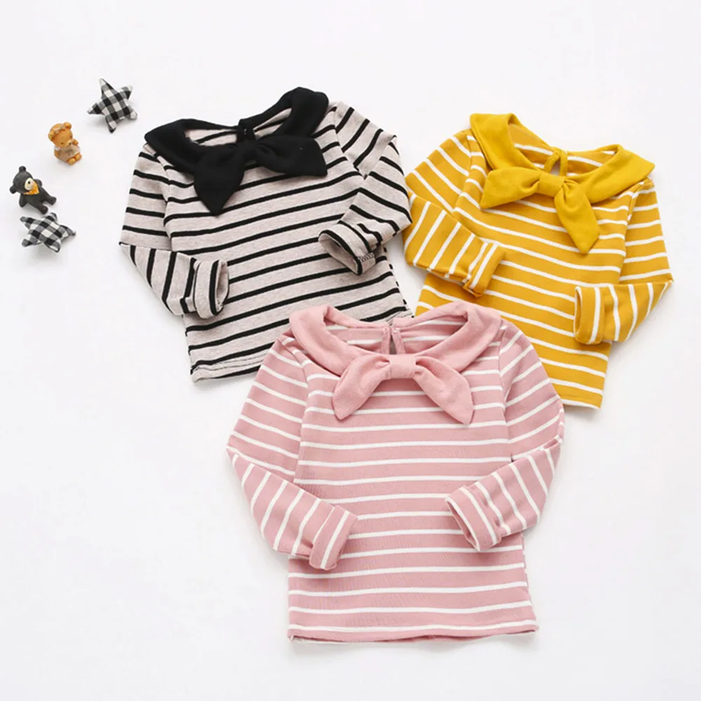 

Fashion Baby Girls Soft Cotton Long Sleeve Striped Soft Toddler Kids Tops Shirt Clothes 2018