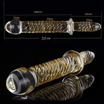 Double Ended Headed Pyrex Glass Dildo Crystal Fake Penis Anal Butt Plug Female Male Adult Masturbation Sex Toy for Women Men Gay 6
