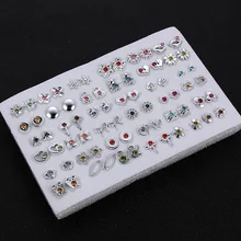36 пар/компл. серьги-гвоздики с цветочным украшением из чистого серьги набор для Для женщин девочек хрустальной мишкой Животные Детские сережки Модные украшения подарок смешивать стили