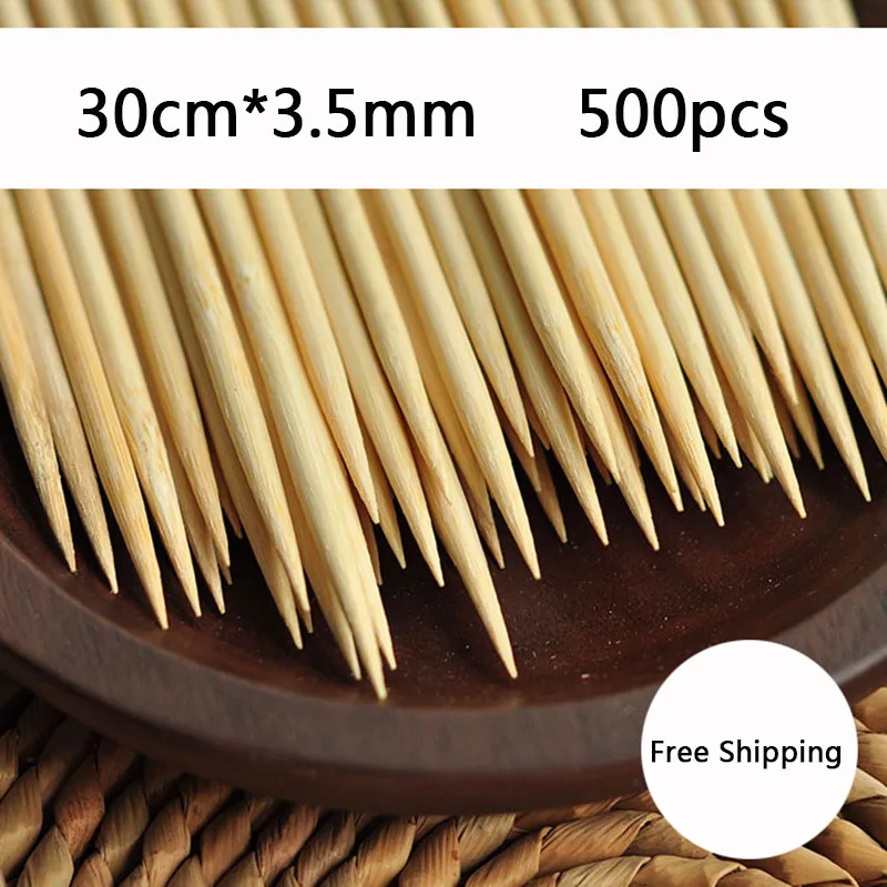 500pcs/pack 30x3.5mm Bamboo Wooden BBQ Skewers Party Disposable Sticks Meat Food Long Catering Grill Forks outdoor camping tools