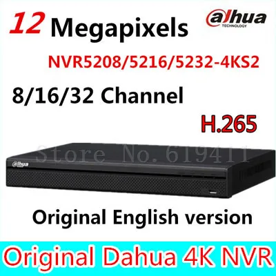 Original DaHua 4K Video Surveillance NVR NVR5208-4KS2 NVR5216-4KS2 NVR5232-4KS2 8/16/32 Channels H.265