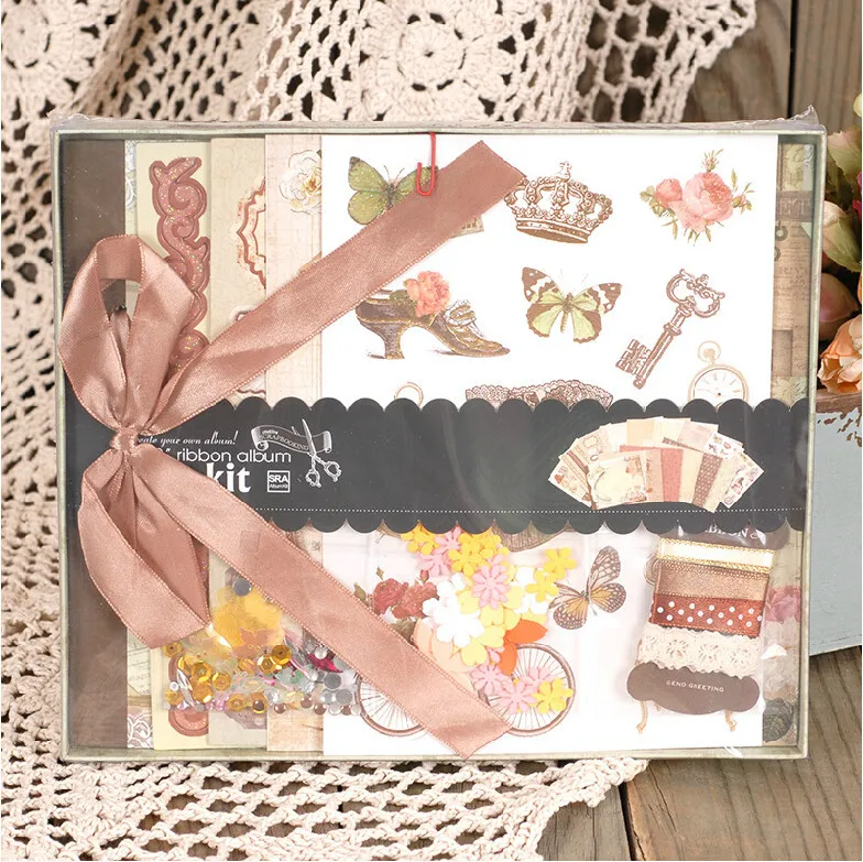 8-x-8-Vintage-Album-Kit-Creative-DIY-Handmade-Scrapbooking-Album-Making-Kit-For-Kids-Family