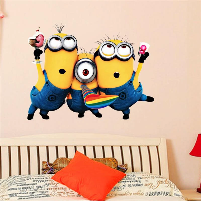 Lovely Minions Wall Stickers Kids Room Decoration Diy Pvc Wallpaper Movie  Cartoon Home Decals Children Gift Mural Arts Poster - Wall Stickers -  AliExpress