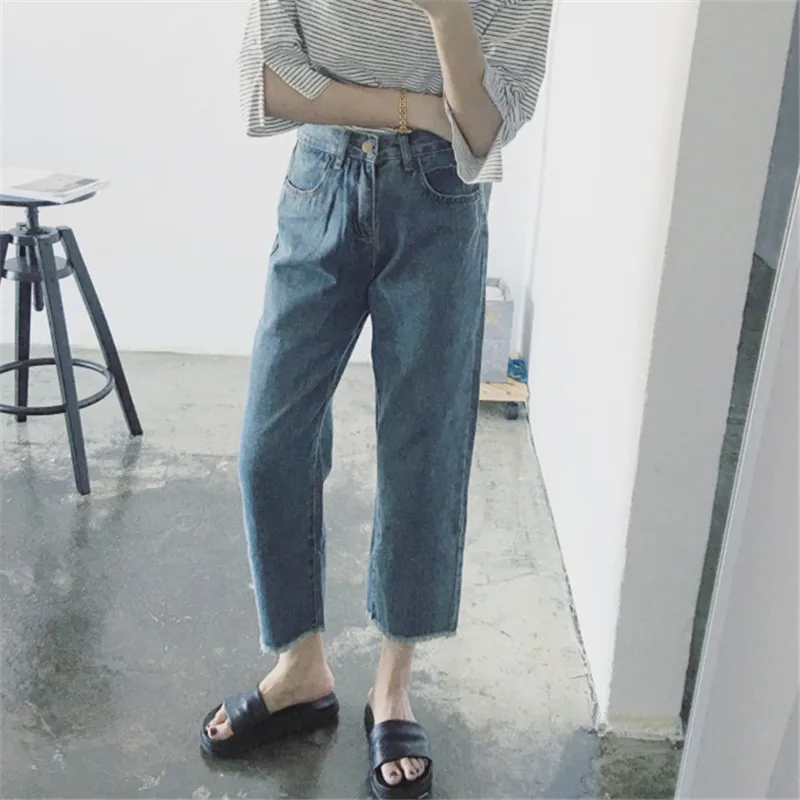 Spring Women Tencel jeans high waist large size casual