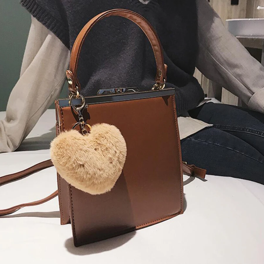 

Retro tote bags High Quality Messenger Bag Fashion women handbags with Hairball Casual Lock ladies shoulder bag Crossbody Bag