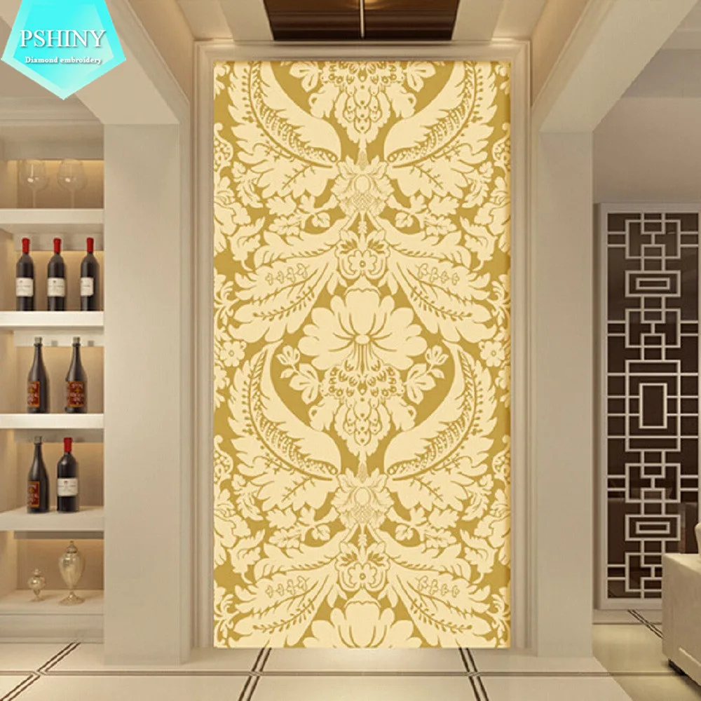 

5d DIY Diamond embroidery European golden stripe pictures Decorative Mosaic Full round rhinestones flowers Decorative Painting
