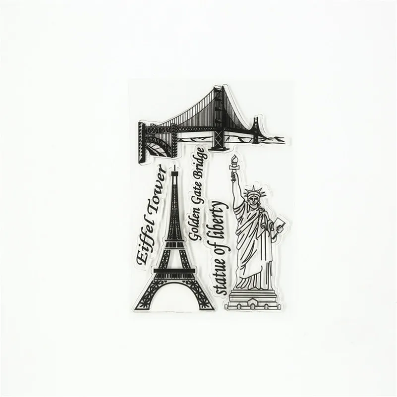 

famous building Eiffel tower Statue of Liberty Transparent Clear Stamp DIY Silicone Seals Scrapbooking Card Photo Album TM-051