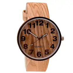 Timezone #401 Duola бренд Простой стиль древесины зерна кожа кварцевые часы Женское платье наручные часы