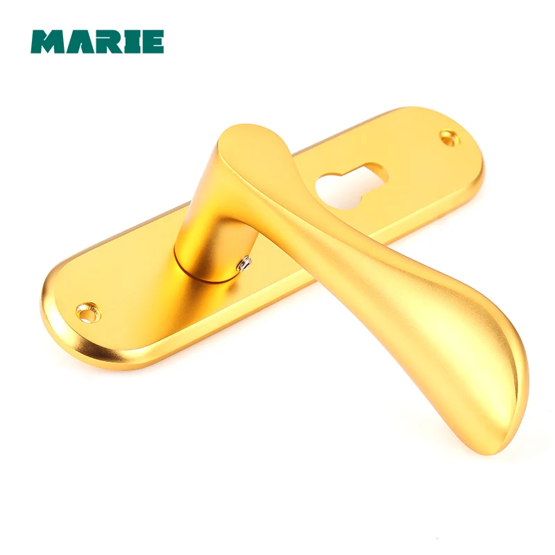 Gold Color Durable Aluminum Lock Handle Door Lock Cylinder Front Back Lever Latch Home Security with Keys