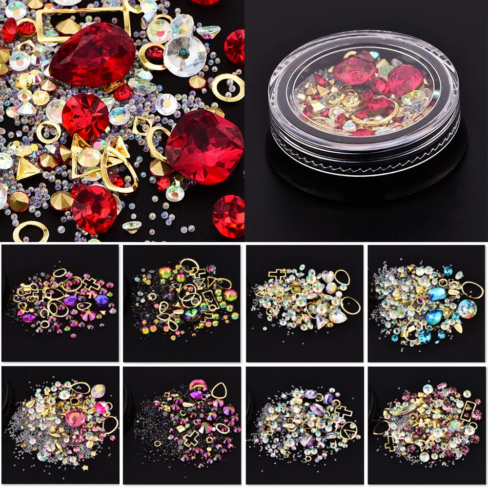 

Colorful Mixed shape 3D Rhinestone glitter nail art decorations Alloy Metal Frame nail stones DIY Nail Art Accessories BZ012