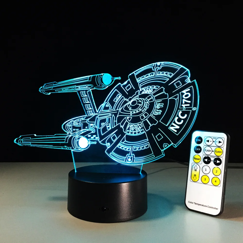 

Star Trek Figure 3D Led Night Light Lamp Spaceship Colorful USB LED Acrylic Lighting Star Trek Action Decor Figure Drop Shipping