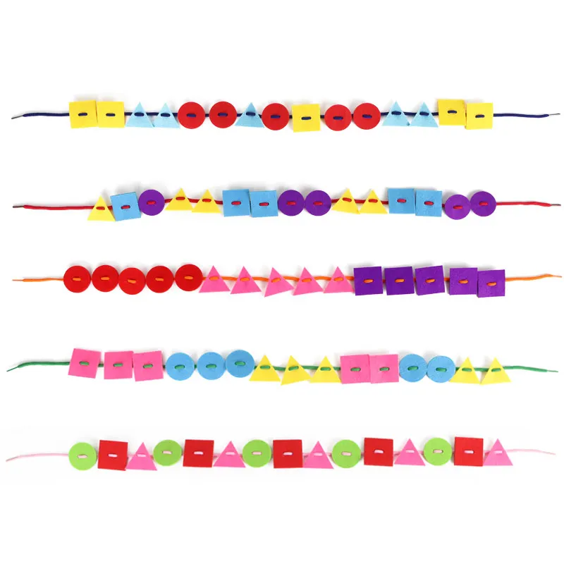 

Felt Geometric Pattern Strung on Ropes For Child Early Teaching by Hands Felt DIY Package Color Randomly Sent