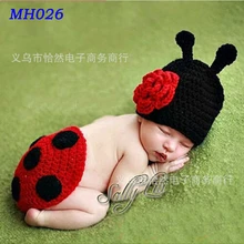 Ручной работы крючком набор божья коровка Детские фотографии реквизит новорожденных крышка набор младенческой детская шапка бини с животными