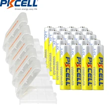 PKCELL – lot de 20 batteries NIMH, rechargeables AAA 1000mah 1.2v, 5 boîtes de rangement pour piles aa/aaa