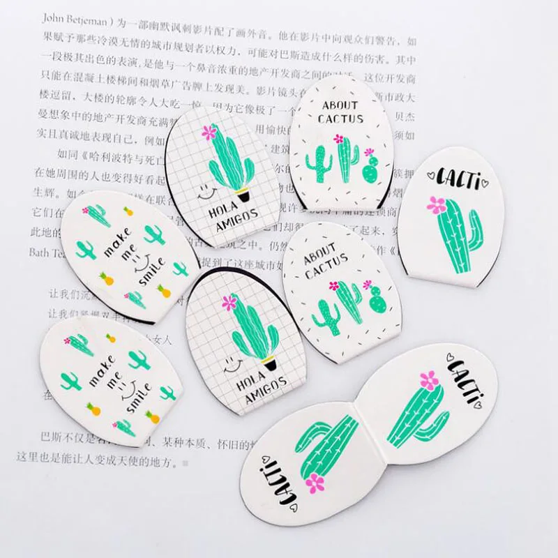 

Cute Magnetic Bookmark Kawaii Cactus Combination Magnet Bookmark Student Mini Book Folder Flip Clip Escolar Papelaria Stationery