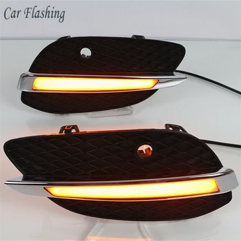 

Car Flashing 2 pcs for Mercedes Benz GLC X205 2015 2016 LED DRL Daytime Running Lights Daylight yellow turn Signal lamp light