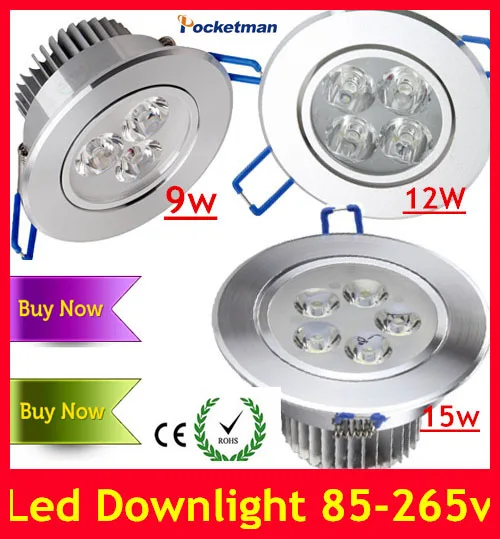 1Pcs 9W 12W 15W AC85V-265V 110V / 220V LED Ceiling Downlight Recessed LED Wall lamp Spot light With LED Driver For Home Lighting