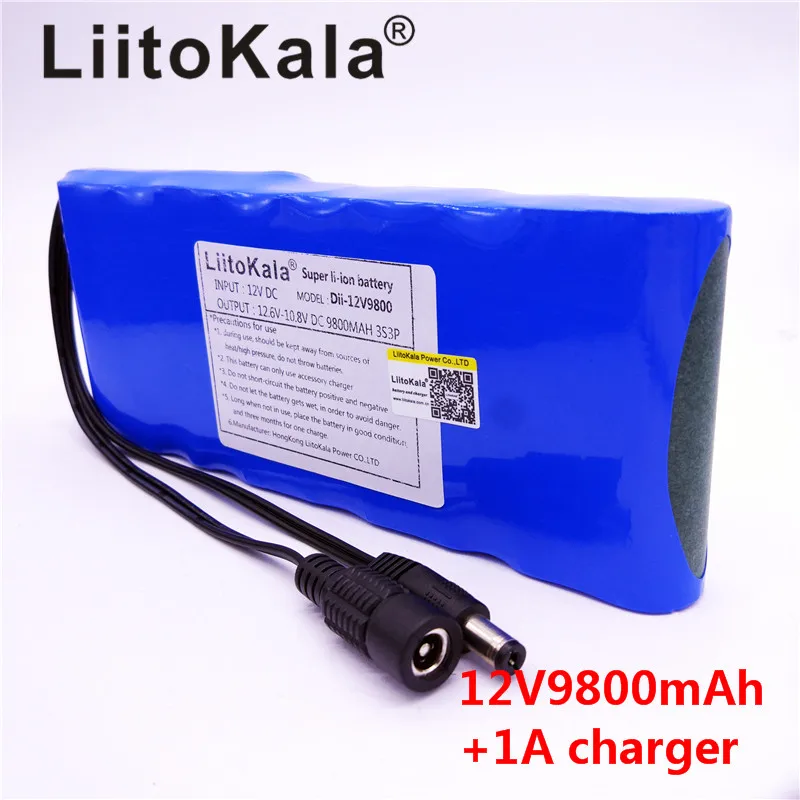 LiitoKala 12V 9800mAh 18650 DC 12V 12,6 V супер перезаряжаемый блок EU/US переходник для камеры видеонаблюдения видео портативный аккумулятор