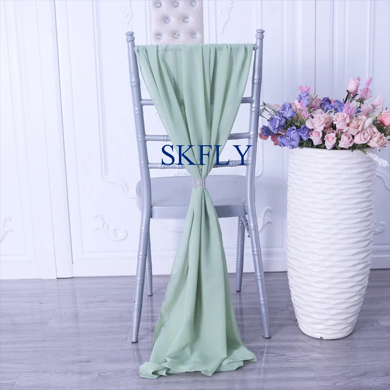 SH004M хорошее качество популярные много цветов изготовление под заказ 70 см на 200 Свадебные светло-голубой шифон стул пояс Кушак