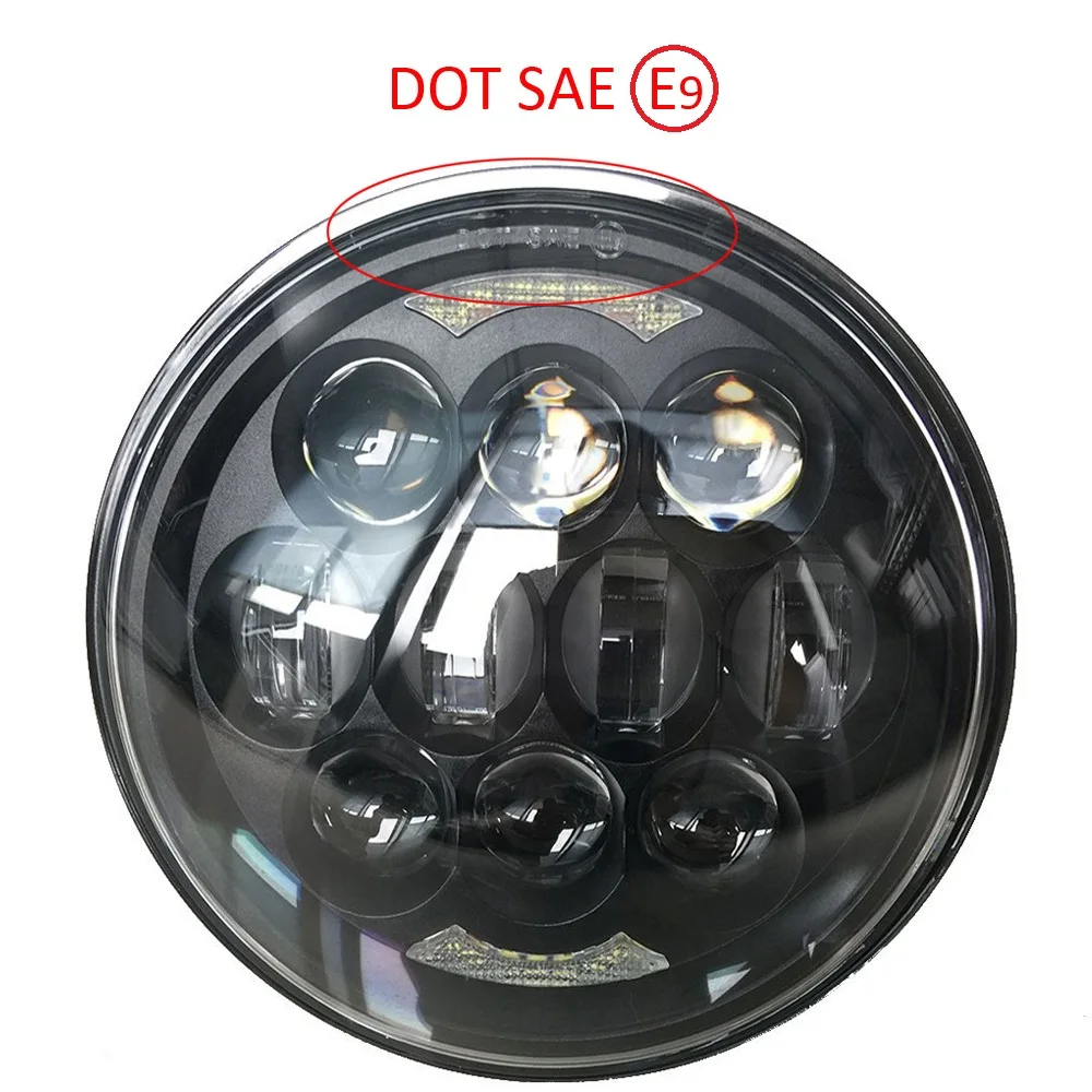 105W 5-34 5.75 Daymaker LED Projector Headlight for Harley Davidson Motorcycles Headlamp Driving Lights (DOT Approved) Black (29)