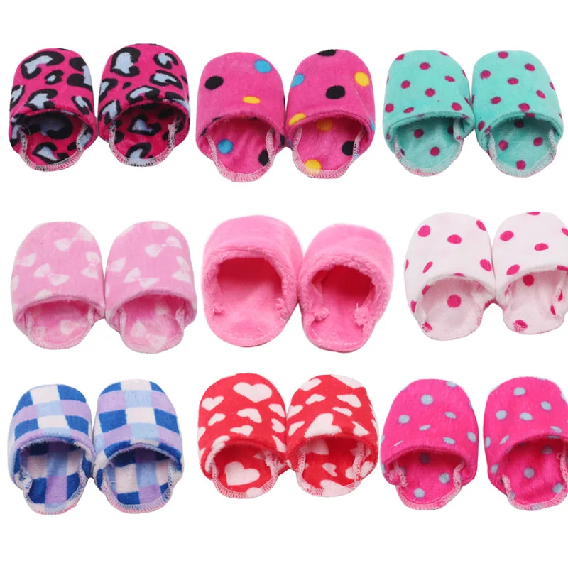 

18 inch Girls doll shoes Winter wool slippers Casual shoes American newborn shoe Baby toys fit 43 cm baby dolls s133