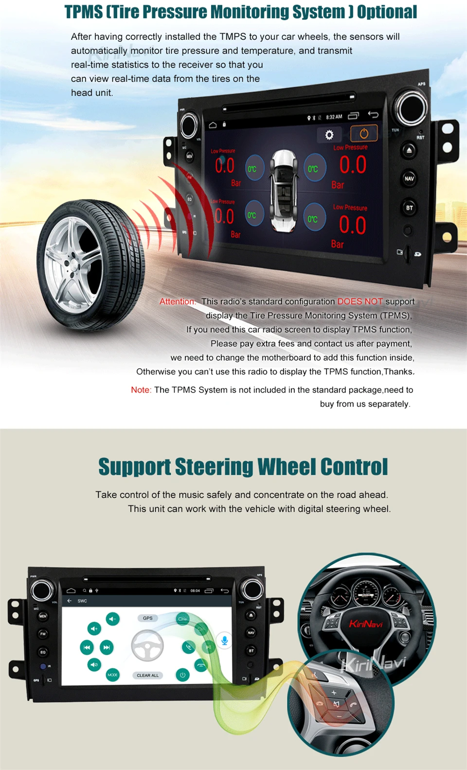 Perfect KiriNavi Octa core 4G LET android 7 car radio for Suzuki SX4 multimedia system 2006 - 2011 support 4K Video 4G 7