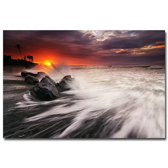 Sea Beach Ocean Art Silk Poster Wall Pictures For Living Room 24x36 inch