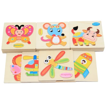 

3D Puzzle Wooden Toys Animal Puzzles Jigsaw Wooden Educational Toy Cartoon Intelligence Game For Kids Children