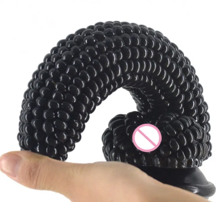 200*42mm huge dildo Corn full of particles black dildo Powerful sucker male artificial penis adult sex toys for women