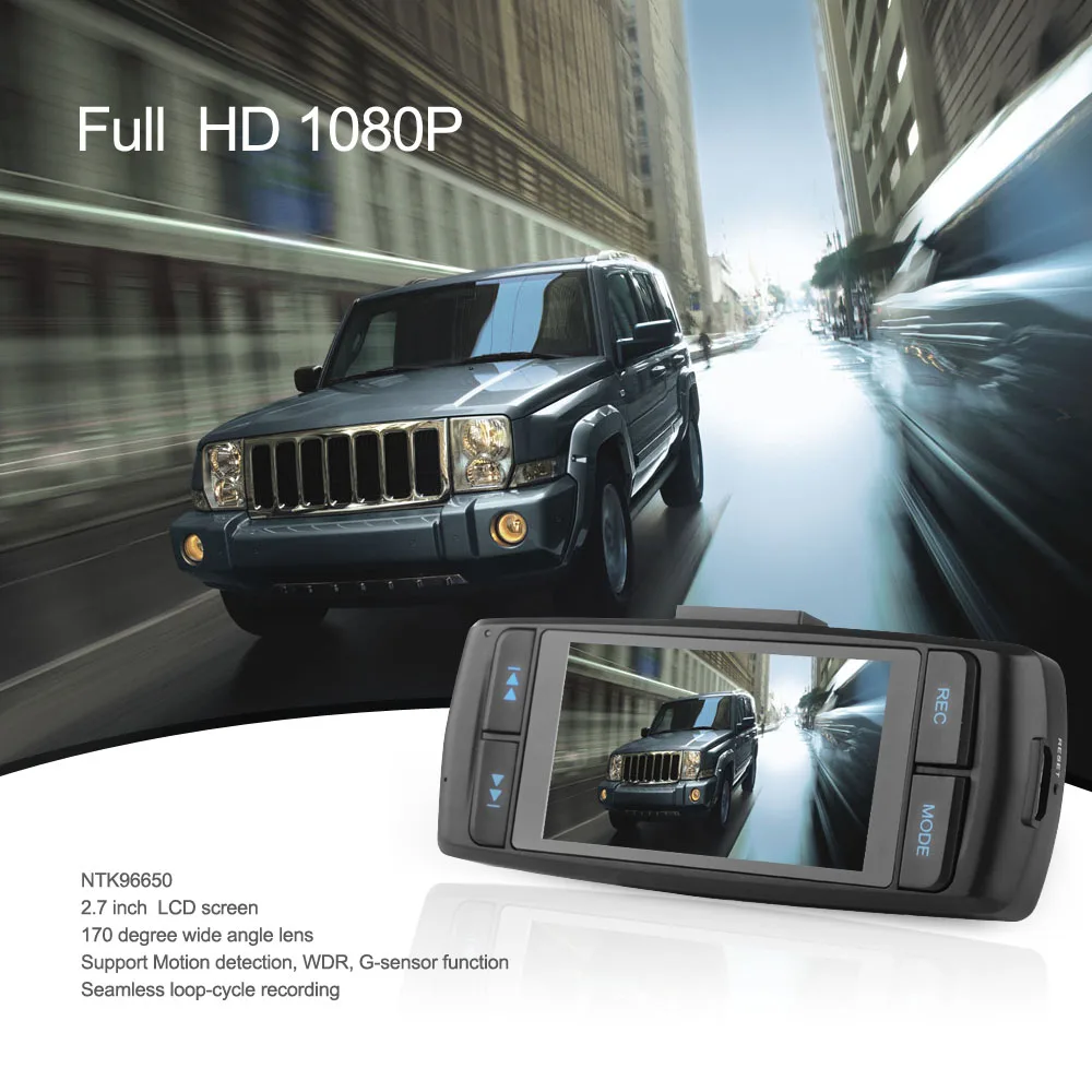 

NTK96650 Portable Anytek AT22 Car DVR Recorder Full HD 1080P 30FPS 2.7" LCD G-sensor WDR Motion Detection 170 Wide Angle
