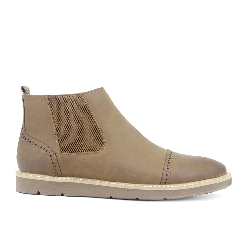 2019 New arrival Men boots leather brown slip-on ankle military chelsea boots men casual shoes desert cowboy combat boots shoes1