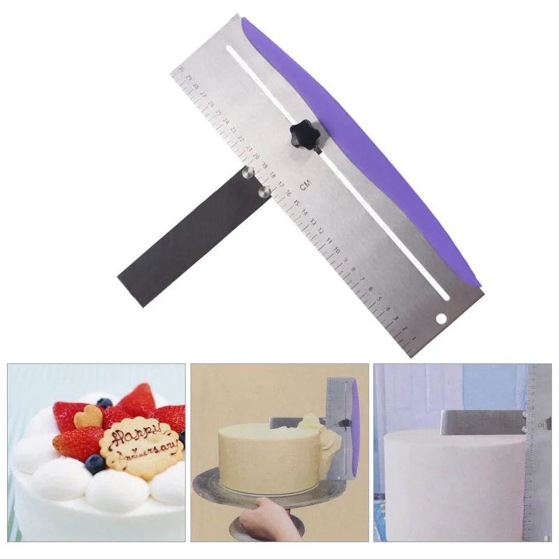 

Adjustable Turning Cake Spatula Layered Leveler Device Smoother Metal Stainless Steel Baking Decorating Tool Cream Scraper