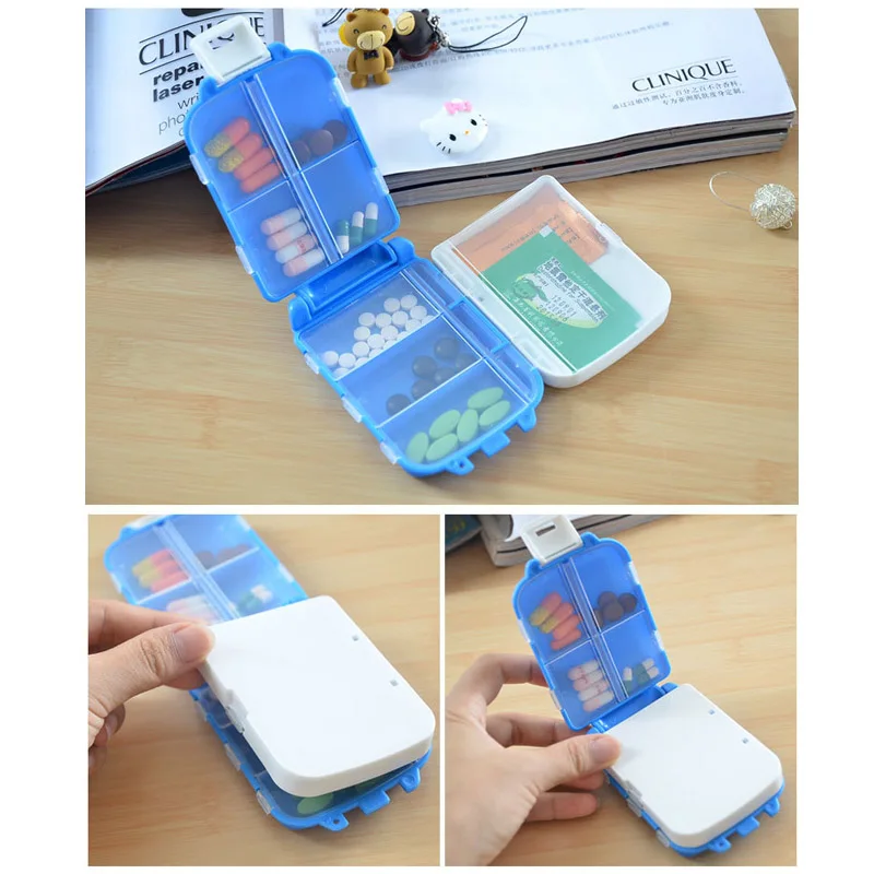 Portable Folding Pill Case Medicine Drug Pills Box Cases Drugs Capsule tablet Container Plastic Empty Drug organizer pillbox